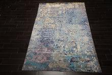 6x9 Turquoise, Lavender, Beige Color Hand Knotted Sherpa Bamboo Silk Modern Oriental Rug
