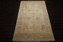 6x9 Beige, Tan, Rust Color Hand Knotted Oushak Wool Traditional Oriental Rug