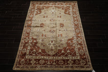 6x9 Tan, Burnt Orange, Beige Color Hand Knotted Oushak Bamboo Silk Traditional Oriental Rug