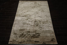 6x9 Beige, Tan, Olive Color Hand Knotted Sherpa Bamboo Silk Modern Oriental Rug