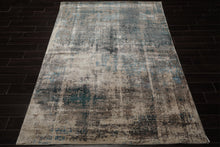 6x9 Beige, Taupe, Blue Color Hand Knotted Sherpa Bamboo Silk Modern Oriental Rug