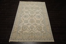6x9 Beige, Slate, Brown Color Hand Knotted Oushak Wool Traditional Oriental Rug