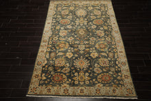 6x9 Green, Beige, Gold Color Hand Knotted Fine Oushak Wool Traditional Oriental Rug