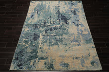 6x9 Beige, Mint, Blue Color Hand Knotted Oushak Wool Modern Oriental Rug