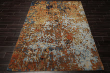 6x9 Burnt Orange, Brown, Moss Color Hand Knotted Sherpa Wool Modern Oriental Rug