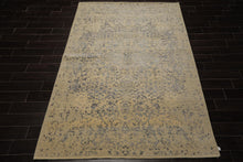 6x9 Beige, Gray, Color Hand Knotted Tibetan Bamboo Silk & Wool Transitional Oriental Rug