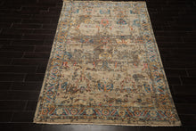 6x9 Beige, Brown, Gold Color Hand Knotted Oushak Wool Traditional Oriental Rug