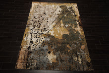 6x9 Brown, Gold, Blue Color Hand Knotted Sherpa Bamboo Silk & Wool Modern Oriental Rug