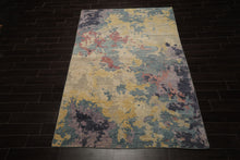 6x9 Beige, Turquoise, Rose Color Hand Knotted Oushak Wool Modern Oriental Rug