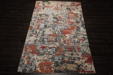 6x9 Beige, Rose, Charcoal Color Hand Knotted Sherpa Bamboo Silk & Wool Modern Oriental Rug