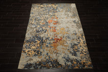 6x9 Gray, Gold, Blue Color Hand Knotted Sherpa Bamboo Silk & Wool Modern Oriental Rug