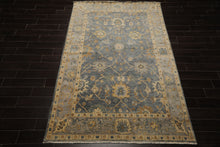 6x9 Slate, Blue, Gray Color Hand Knotted Oushak Wool Traditional Oriental Rug