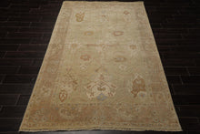 6x9 Beige, Brown, Slate Color Hand Knotted Oushak Wool Traditional Oriental Rug