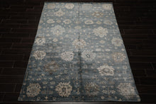 6x9 Aqua, Beige, Gray Color Hand Loomed Oushak 100% Bamboo Silk Transitional Oriental Rug