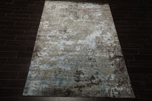 6x9 Gray, Aqua, Brown Color Hand Knotted Sherpa Wool & Bamboo Silk Modern Oriental Rug