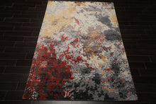 6x9 Ivory, Graphite, Rust Color Hand Knotted Sherpa Wool & Bamboo Silk Modern Oriental Rug