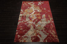6x9 Plum, Red, Gray Color Hand Loomed Sherpa Bamboo Silk Modern Oriental Rug