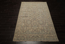 6x9 Taupe, Slate, Beige Color Hand Knotted Oushak Wool Traditional Oriental Rug