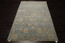 6x9 Aqua, Beige, Tan Color Hand Knotted Oushak Wool Traditional Oriental Rug