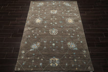 5x8 Gray, Ivory, Turquoise Color Hand Loomed Tibetan Wool Modern Oriental Rug