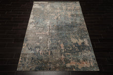 6x9 Beige, Teal, Rose Color Hand Knotted Sherpa Wool & Bamboo Silk Modern Oriental Rug