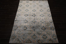 6x9 Silver, Gray, Tan Color Hand Knotted Tibetan Bamboo Silk Modern Oriental Rug