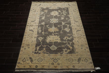 6x9 Taupe, Ivory, Gray Color Hand Knotted Oushak Wool Traditional Oriental Rug