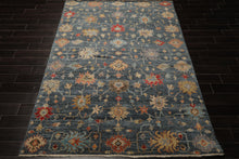 7x9 Navy, Gold, Coral Color Hand Knotted Oushak Wool Transitional Oriental Rug