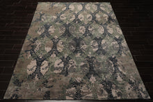 8x10 Taupe, Blue, Gray Color Hand Knotted Tibetan Bamboo Silk Modern Oriental Rug