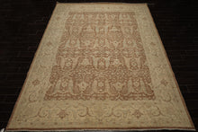 9x12 Brown, Beige, Aqua Color Hand Knotted Peshawar Wool Transitional Oriental Rug