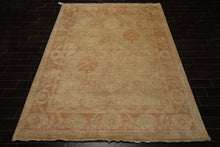 8x10 Beige, Rose, Gray Color Hand Knotted Oushak Wool Traditional Oriental Rug