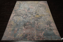 8x10 Beige, Blue, Rose Color Hand Knotted Sherpa Wool & Bamboo Silk Modern Oriental Rug