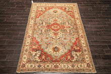 6x9 Moss, Gray, Ivory Color Hand Knotted Heriz Wool Transitional Oriental Rug