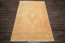 6x9 Gold, Sage, Brown Color Hand Knotted Oushak Wool Transitional Oriental Rug