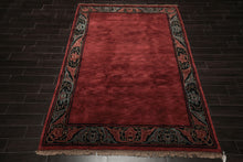 6x9 Red, Black, Aqua Color Hand Knotted Tibetan Wool Modern Oriental Rug