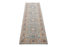 Runner Gray, Blush, Tan Color Hand Knotted Oushak Wool Traditional Oriental Rug
