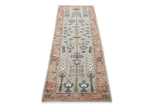 Runner Gray, Blush, Slate Color Hand Knotted Oushak Wool Transitional Oriental Rug