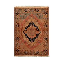 4'4''x6'4" Apricot Hand-Knotted Traditional Romanian Serapi 100% Wool Oriental Area Rug