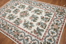 6'x9' Ivory Hand Knotted Traditional Needlepoint Wool Oriental Area Rug