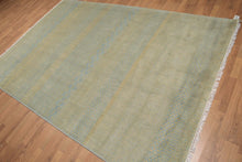 6'x9' Blue Hand Knotted Contemporary Tibetan Boho Print Shabby Chic Wool Oriental Area Rug