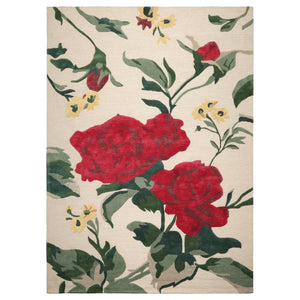 LoomBloom Multi Size Beige Hand Tufted Contemporary Floral Wool and Faux Silk Oriental Area Rug