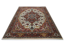 10x14 Rust, Ivory, Gold Color Hand Knotted Oushak Wool  Oriental Rug