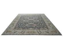 12x15 Slate, Gray, Mint Color Hand Knotted Oushak Wool Transitional Oriental Rug