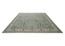 12x15 Seledon, Beige, Tan Color Hand Knotted Oushak Wool Transitional Oriental Rug