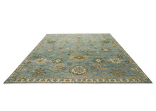 12x15 Seledon, Beige, Lime Color Hand Knotted Oushak Wool Transitional Oriental Rug