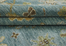 9x12 Celadon, Lime, Gold Color Hand Knotted Oushak Wool Arts and Crafts Oriental Rug