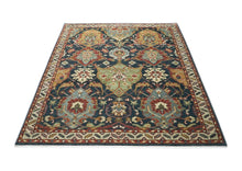 9x12 Teal, Gold, Burnt Orange Color Hand Knotted Oushak Wool Arts and Crafts Oriental Rug