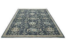 9x12 Blue, Slate, Beige Color Hand Knotted Oushak Wool Arts and Crafts Oriental Rug