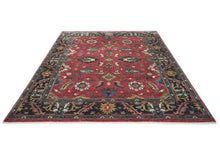 9x12 Coral, Teal, Ivory Color Hand Knotted Oushak Wool Arts and Crafts Oriental Rug