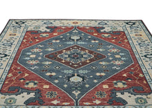 9x12 Blue, Rust, Brown Color Hand Knotted Oushak Wool Traditional Oriental Rug
